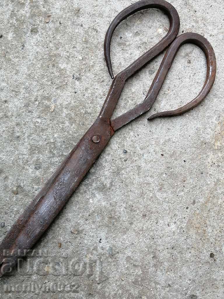 Old hand forged scissors, wrought iron - 6