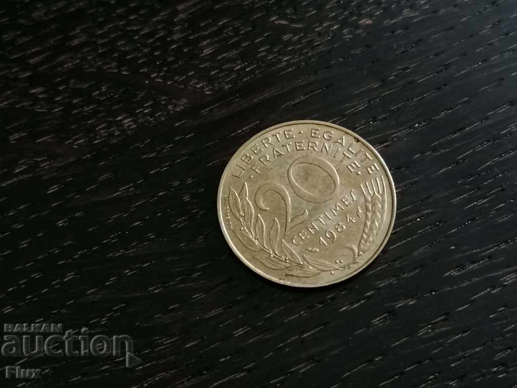 Монета - Франция - 20 сентима | 1984г.