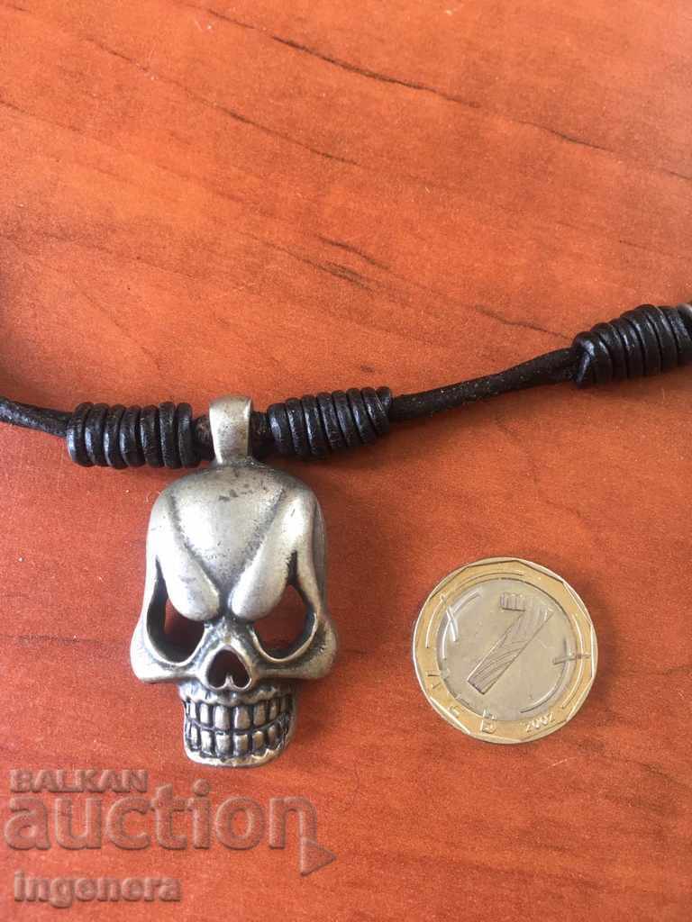 Licitație COLIER GHERDAN ȘIRAG ROCKER CRANIU METAL