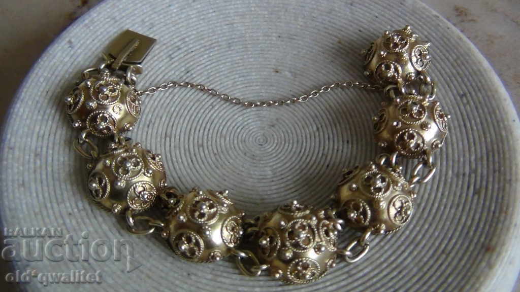 Bracelet, old handmade silver with gilding, unique - 7 Bracelet, old handmade silver with gilding, unique - 7