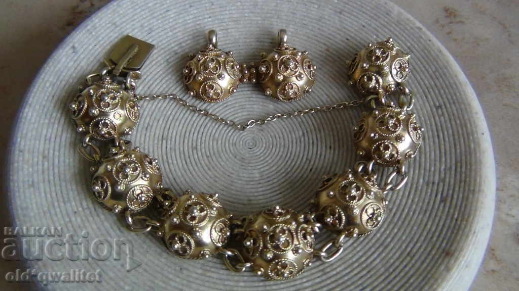 Bracelet, old handmade silver with gilding, unique
