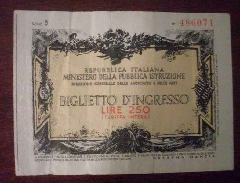 ITALIA - BUCURI DE INTRARE 250 GBP 1923