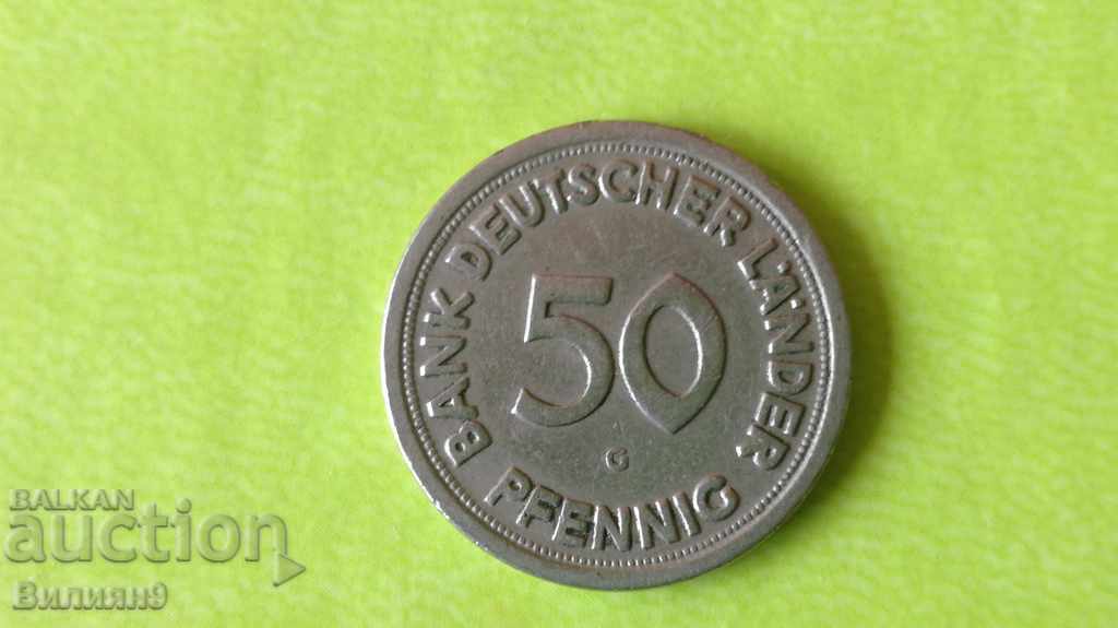 50 pfenig 1949 "G" Germany