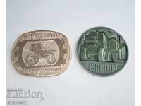2 old USSR Socs plaques plaque medal tractor millionaire