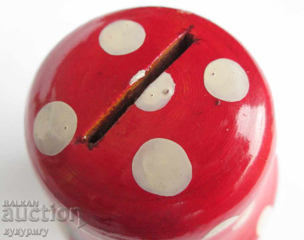 Old Russian painted figure mushroom piggy bank toy with price 40.00 BGN | € 20.45