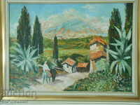 Landscape - Oil painting on canvas, signed Romance