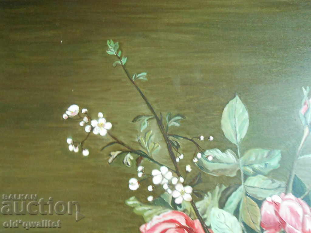Auction Roses in a vase - Oil painting on canvas, signed Auction Roses in a vase - Oil painting on canvas, signed