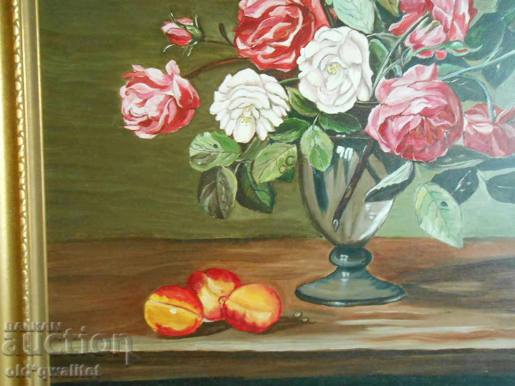 Delivery of Roses in a vase - Oil painting on canvas, signed Delivery of Roses in a vase - Oil painting on canvas, signed