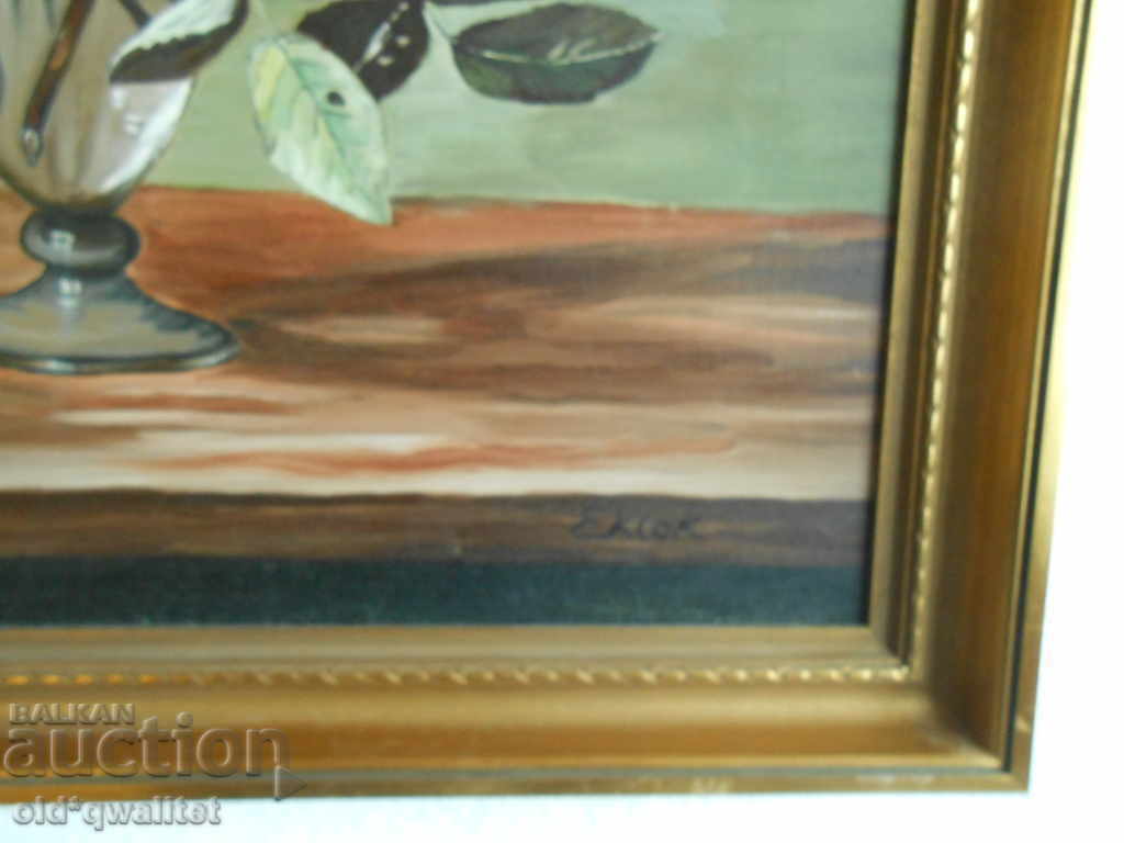 Roses in a vase - Oil painting on canvas, signed - 5 Roses in a vase - Oil painting on canvas, signed - 5