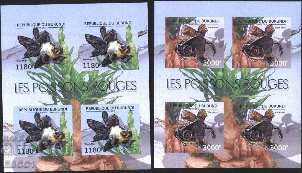 Pure Unperforated Blocks Fish Fauna 2012 Burundi with price 90.00 BGN | € 46.02