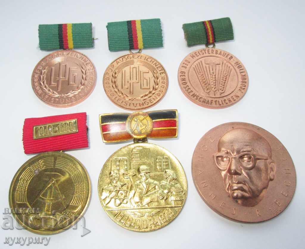 Lot of 6 different old Sots medals GDR East Germany