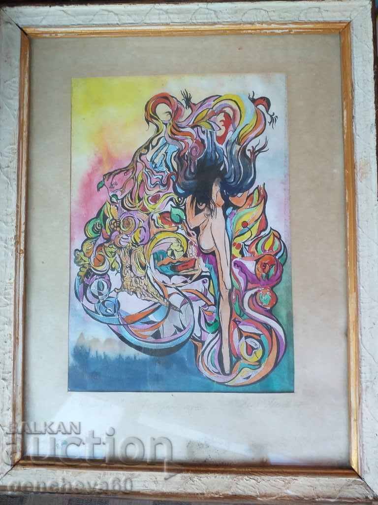 Pictură de autor Yanko Penev „Nimfa” 1997/acuarelă Pictură de autor Yanko Penev „Nimfa” 1997/acuarelă