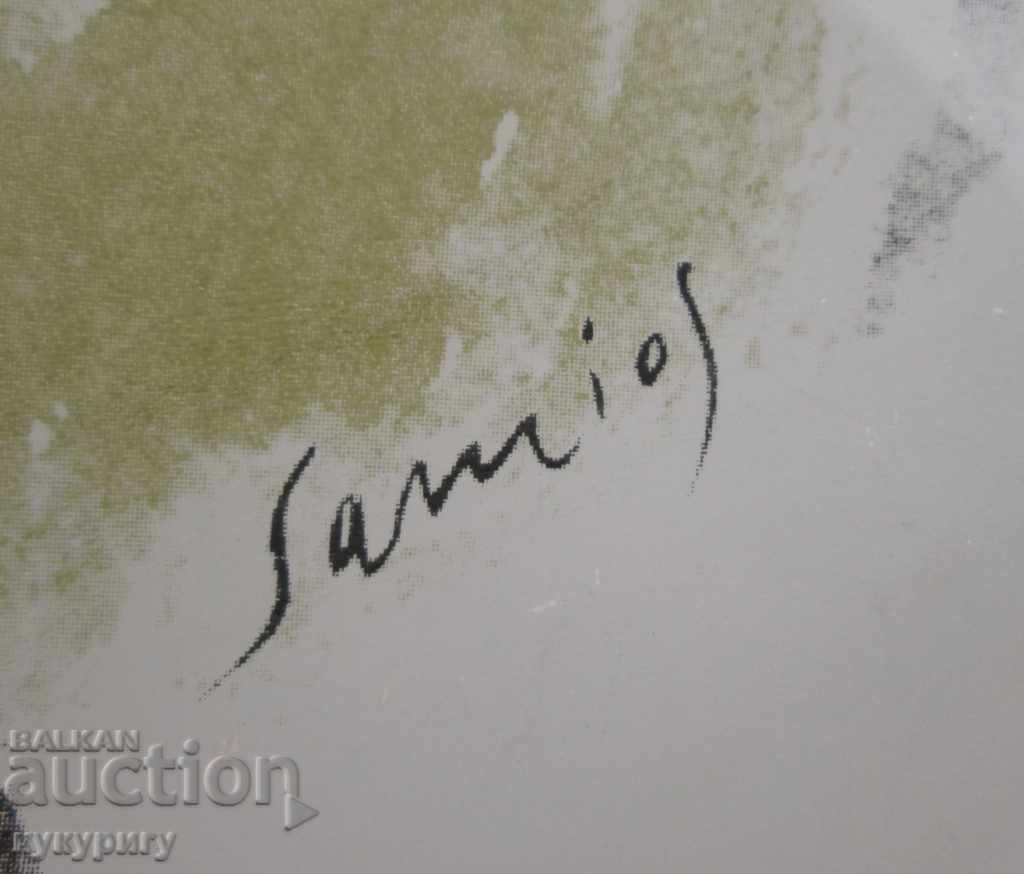 Delivery of Painted glass art plate signed drawing