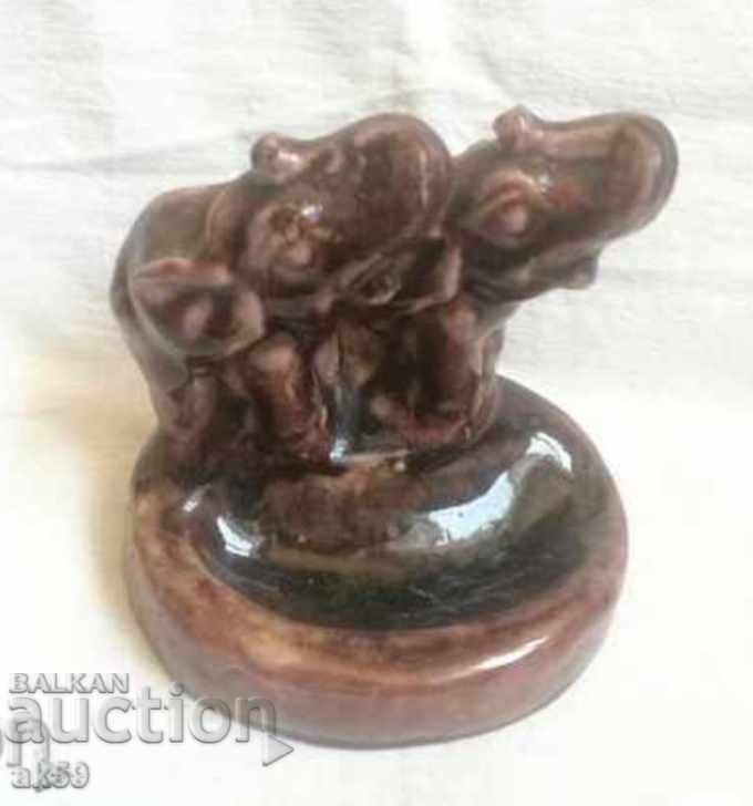 Pando Kiselinchev - "Elephants" ceramic colored glaze.