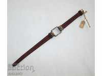 Стара каишка и сребърен капак дамски ръчен часовник ART DECO