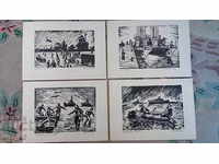 Lot 17 buc. print, grafică GDR, Germania, Reich, navă, militar