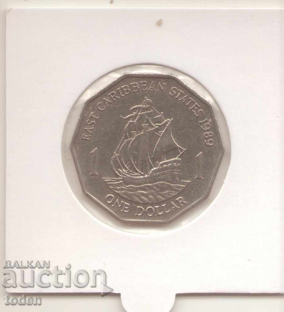 - Eastern Caribbean States-1 Dollar-1989-KM# 20 - Eastern Caribbean States-1 Dollar-1989-KM# 20