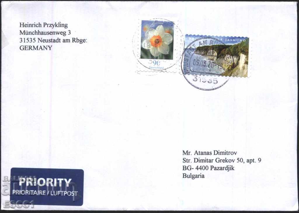 Пътувал плик с марки Парк Джасмунд 2012 Цвете от Германия