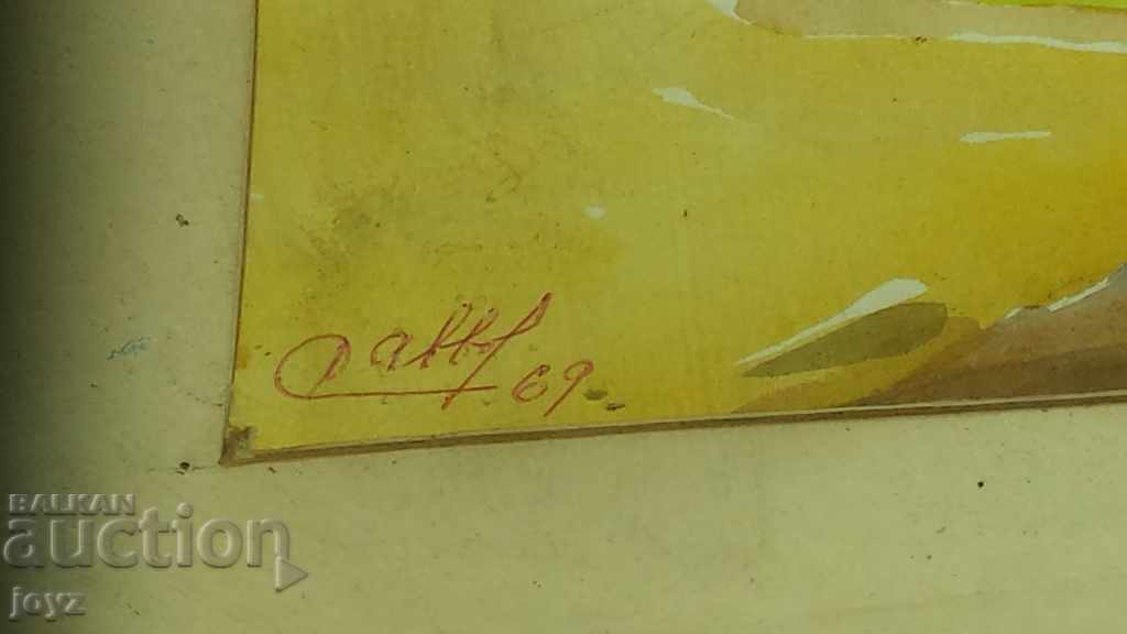 OLD LANDSCAPE PAINTING 69 years old watercolor framed /signed Dabbof - 5 OLD LANDSCAPE PAINTING 69 years old watercolor framed /signed Dabbof - 5