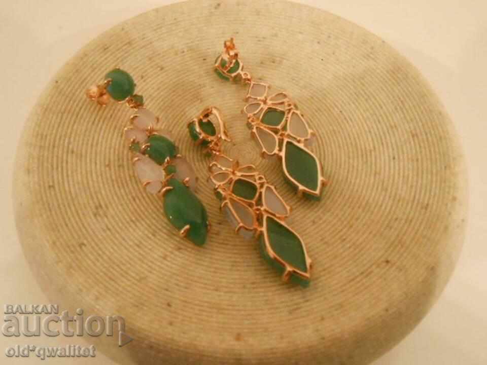 Auction Set of long Earrings and Locket, Silver 925 with gilding Auction Set of long Earrings and Locket, Silver 925 with gilding