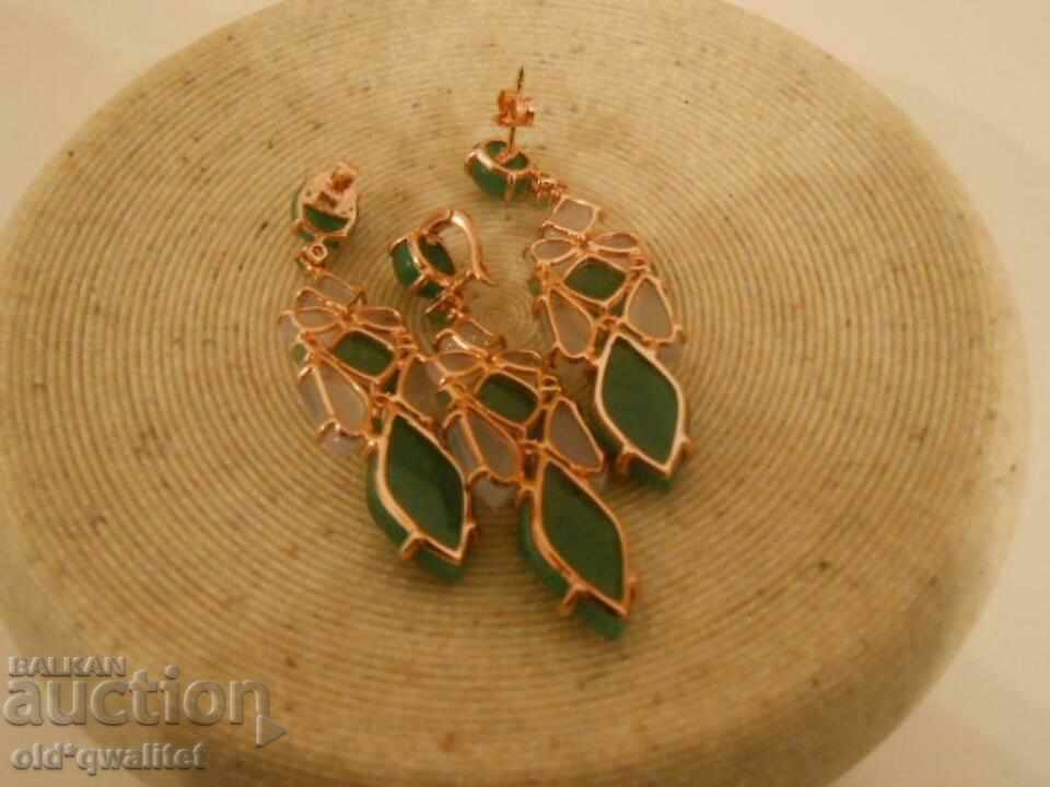 Delivery of Set of long Earrings and Locket, Silver 925 with gilding Delivery of Set of long Earrings and Locket, Silver 925 with gilding