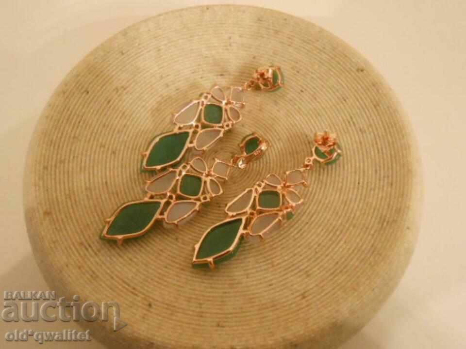 Set of long Earrings and Locket, Silver 925 with gilding - 5 Set of long Earrings and Locket, Silver 925 with gilding - 5