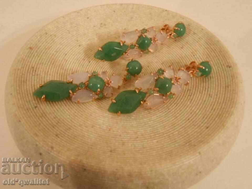 Set of long Earrings and Locket, Silver 925 with gilding - 6 Set of long Earrings and Locket, Silver 925 with gilding - 6