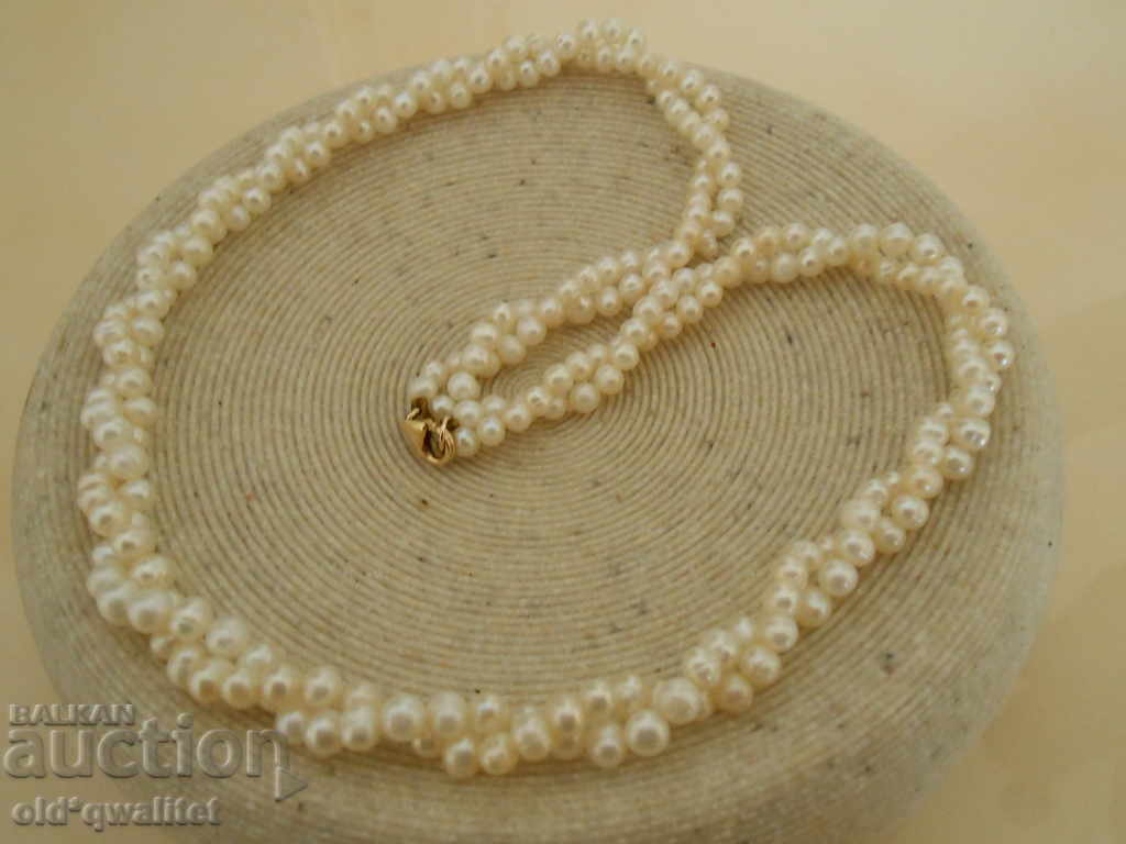 Auction Necklace of 585 gold and natural pearls, 2 in a row Auction Necklace of 585 gold and natural pearls, 2 in a row