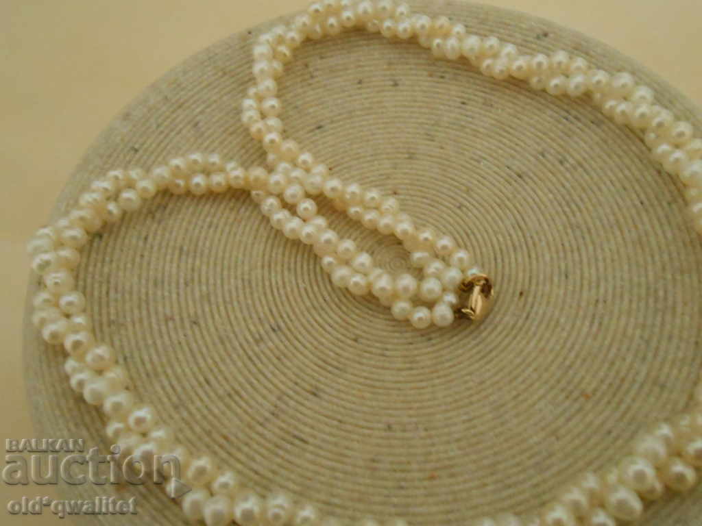 Necklace of 585 gold and natural pearls, 2 in a row - 5 Necklace of 585 gold and natural pearls, 2 in a row - 5