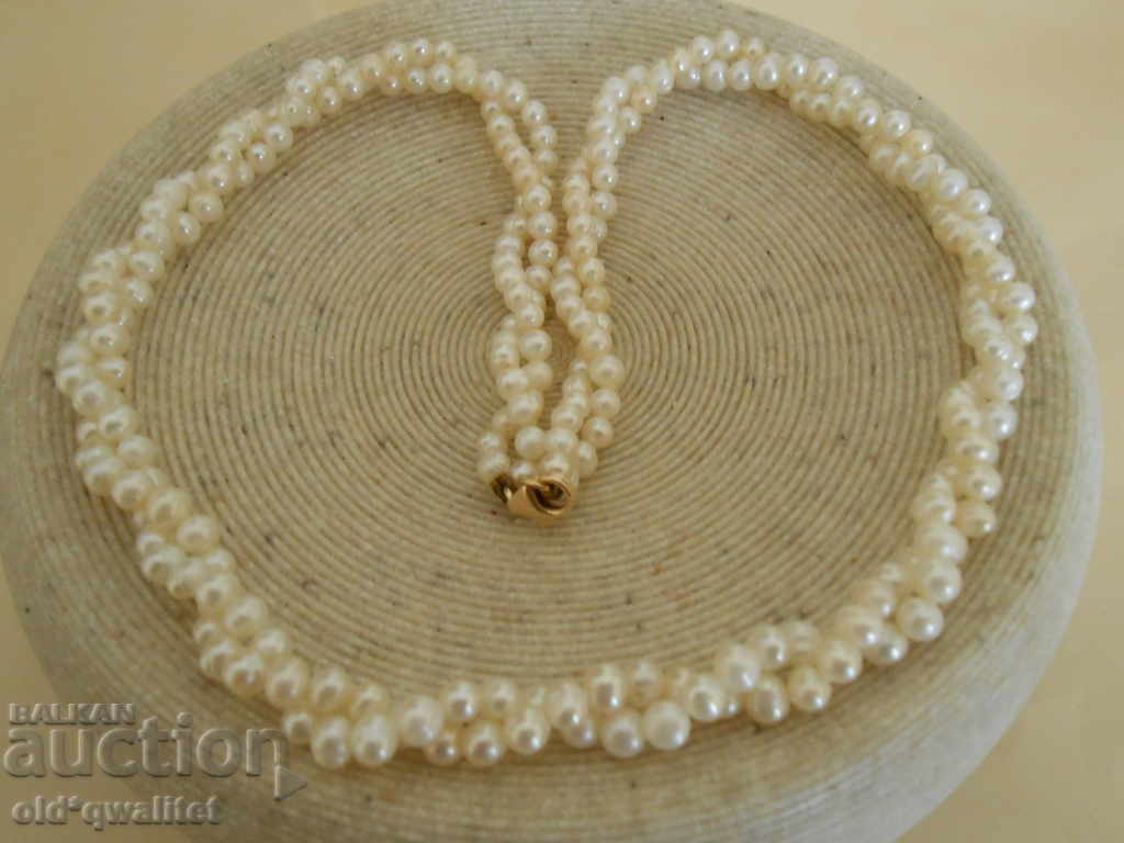 Necklace of 585 gold and natural pearls, 2 in a row - 7 Necklace of 585 gold and natural pearls, 2 in a row - 7