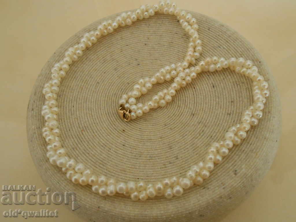Gold 585 necklace and natural pearls, 2 in a row