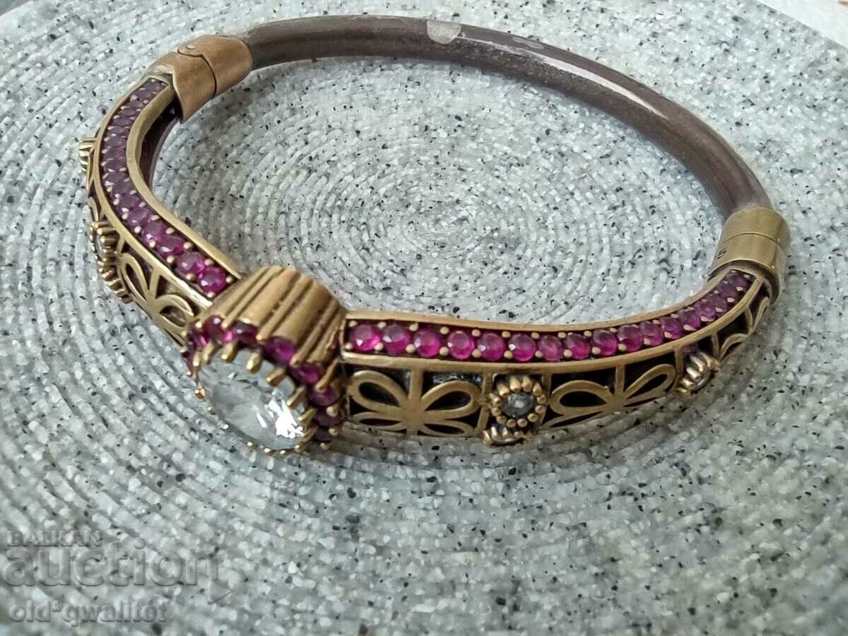 Very impressive BRACELET, silver 925, other alloy, Rubies - 5