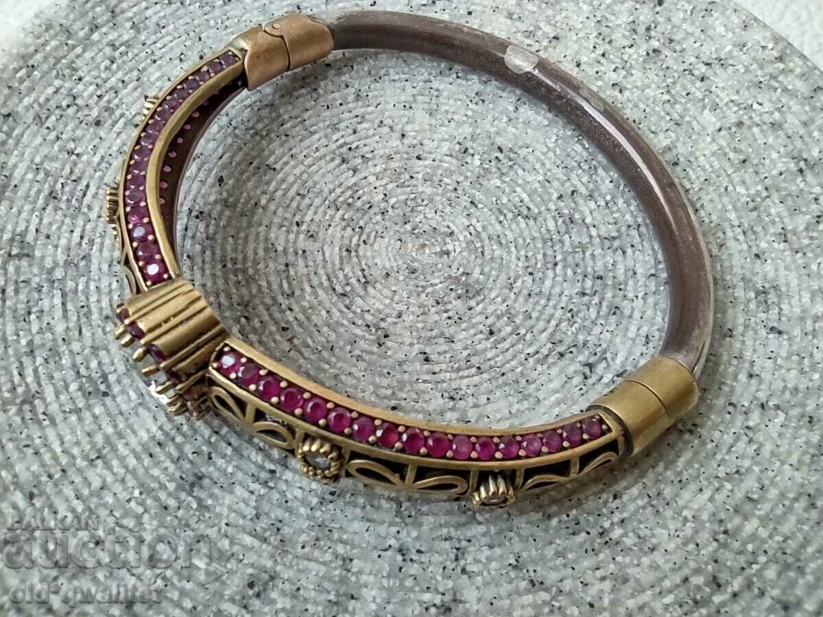 Very impressive BRACELET, silver 925, other alloy, Rubies - 6