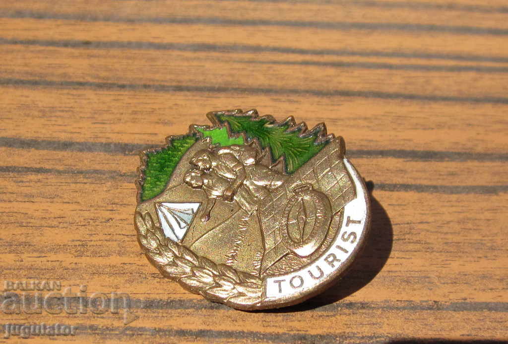 Delivery of old german tourist badge tourist sign