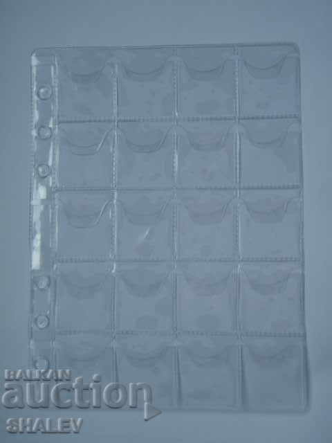 Sheets for coins up to 24 mm for 20 coins per sheet - 10 pcs./pack. - 5 Sheets for coins up to 24 mm for 20 coins per sheet - 10 pcs./pack. - 5