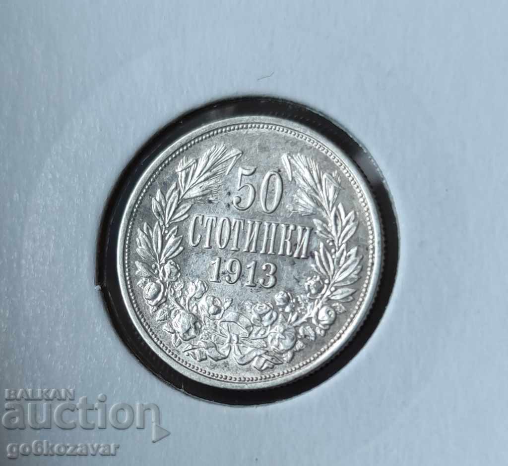 Bulgaria 50 de cenți 1913 argint.