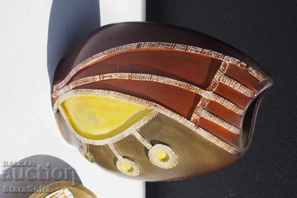 Auction Bulgarian Author Set of Ceramic Cup and Vase Auction Bulgarian Author Set of Ceramic Cup and Vase