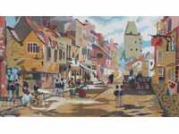 СТАРА КАРТИНА ГРАДСКИ ПЕЙЗАЖ / МАСЛЕНИ БОИ