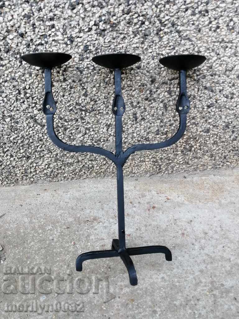 Old forged candlestick, candle, candelabra - 7