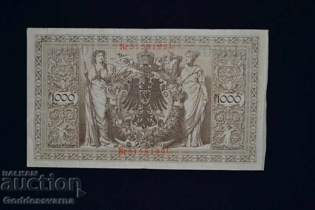 Germany 1000 Mark 1910 Pick 44 Ref 8199 with price 9.00 BGN | € 4.60 Germany 1000 Mark 1910 Pick 44 Ref 8199 with price 9.00 BGN | € 4.60
