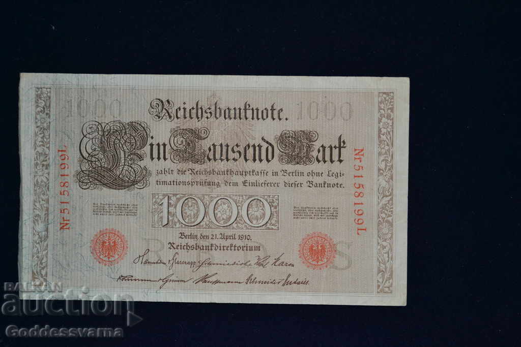 Germany 1000 Mark 1910 Pick 44 Ref 8199