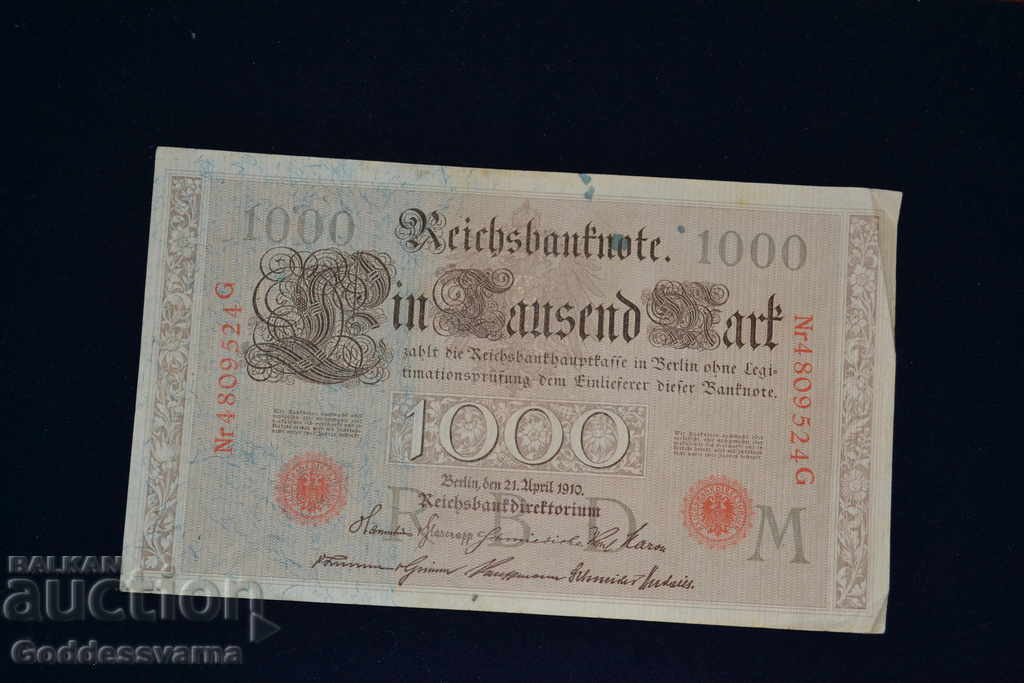 Germany 1000 Mark 1910 Pick 44 Ref 9524
