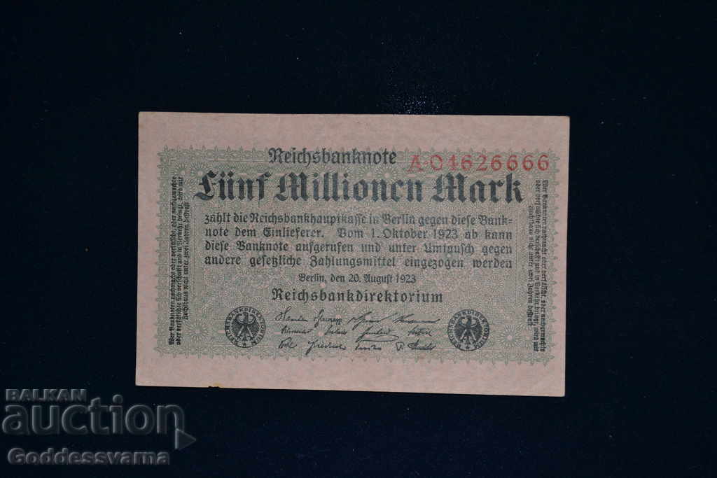Germany 5 Millionen Mark 1923 Pick 105 Ref 6666