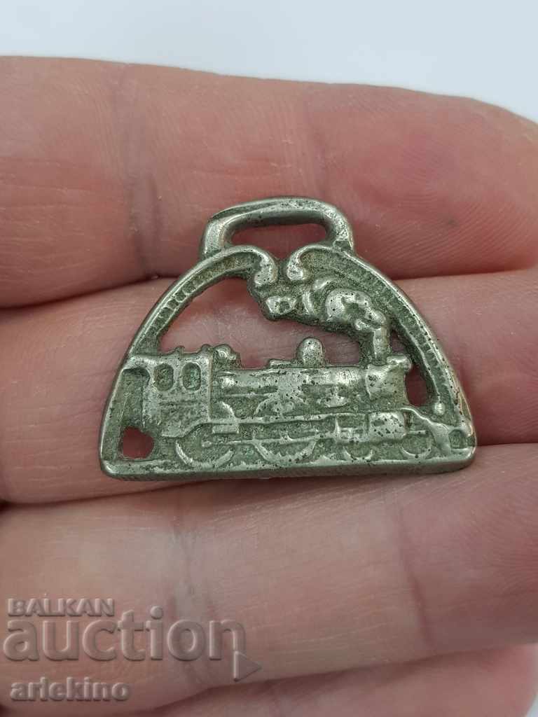 Old Bulgarian pendant badge with locomotive railway