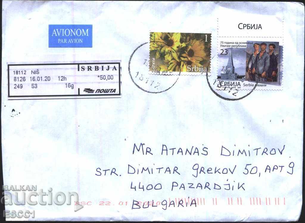 Traveling envelope with the brands Uzice 2016 Flower 2007 Serbia