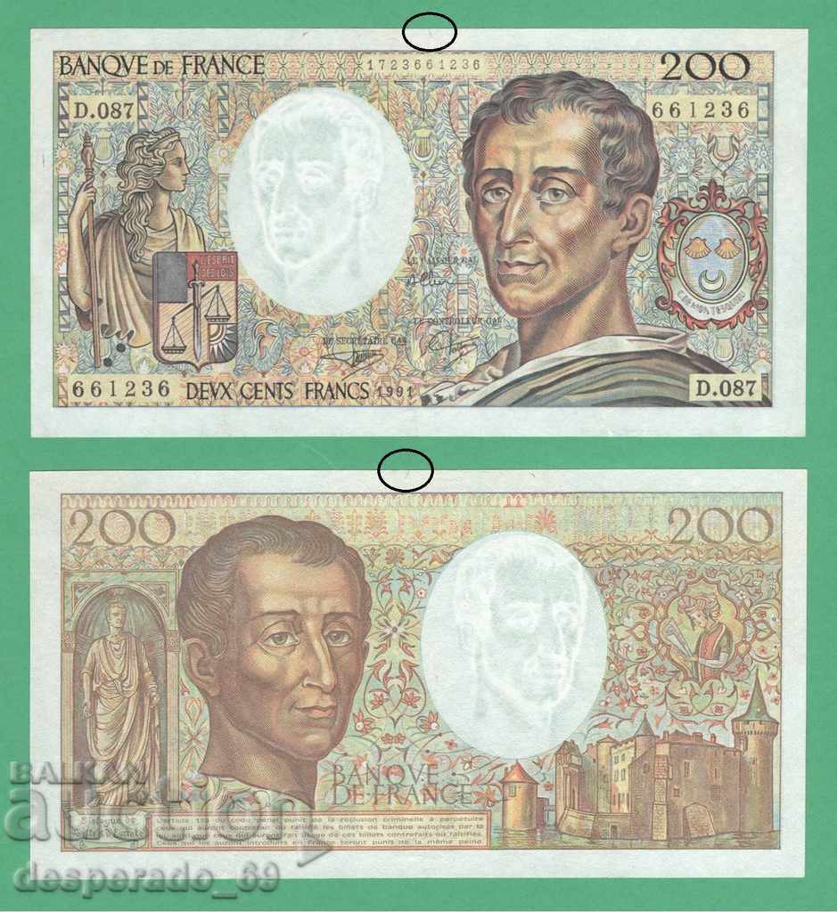 (¯`'•.¸   ФРАНЦИЯ  200 франка 1991   ¸.•'´¯)