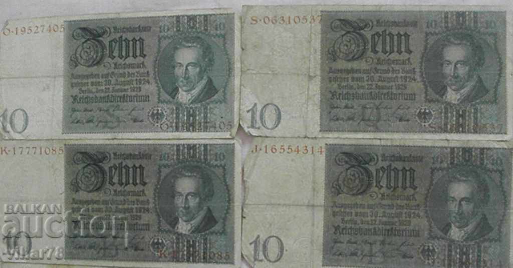 Licitație Lot de 8 bancnote Reich Licitație Lot de 8 bancnote Reich