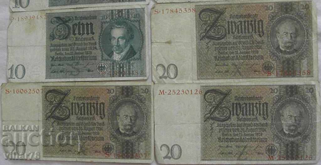 Livrarea Lot de 8 bancnote Reich Livrarea Lot de 8 bancnote Reich