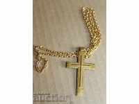 OLD GOLDEN BEAUTIFUL CHAIN CROSS CRUCIFIXION