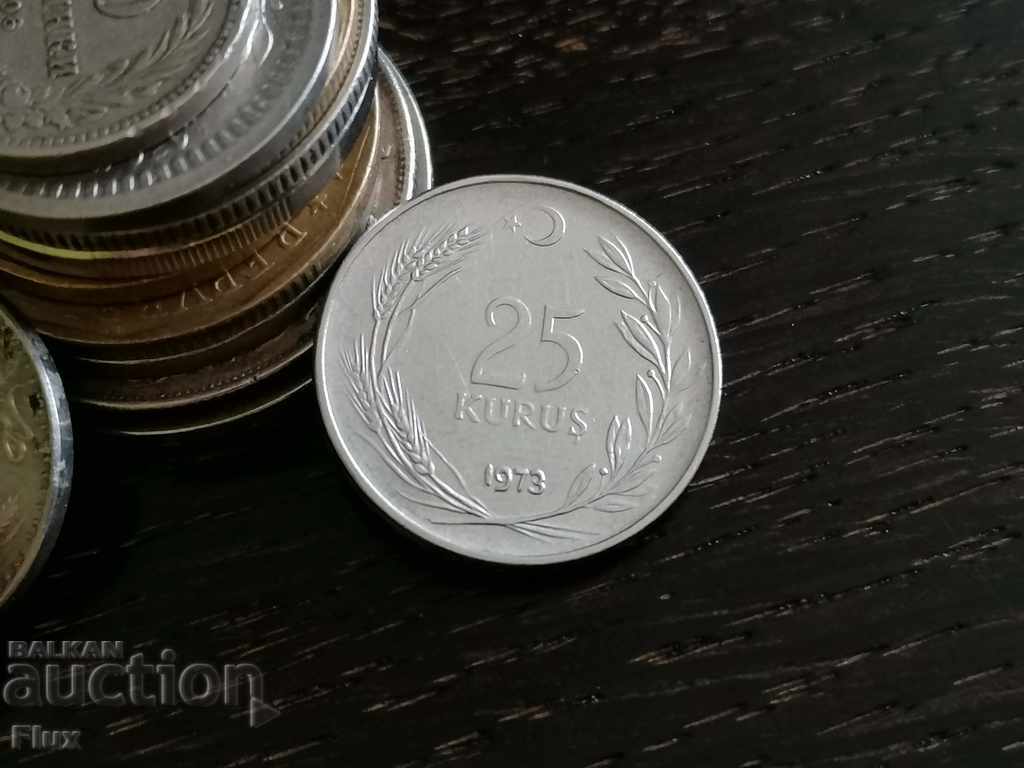Монета - Турция - 25 куруша | 1973г.